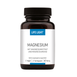Magnez 60 Kapsułek | Cytrynian Magnezu + Tlenek Magnezu | LIFE LIGHT